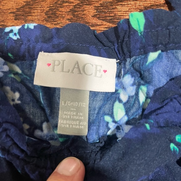 Children's Place Girls Floral Bell Sleeved Romper Navy & White Sz L (10-12) - Picture 2 of 3